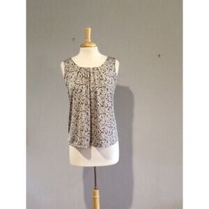 Chico's Travelers White/Black/Tan Pleated Front Business Casual Tank Size 0/4/S